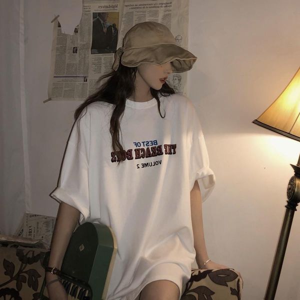 summer half-sleeved letter printing short-sleeved t-shirt women's round neck loose and thin college style, White
summer half-sleeved letter printing short-sleeved t-shirt women's round neck loose and thin college style, White