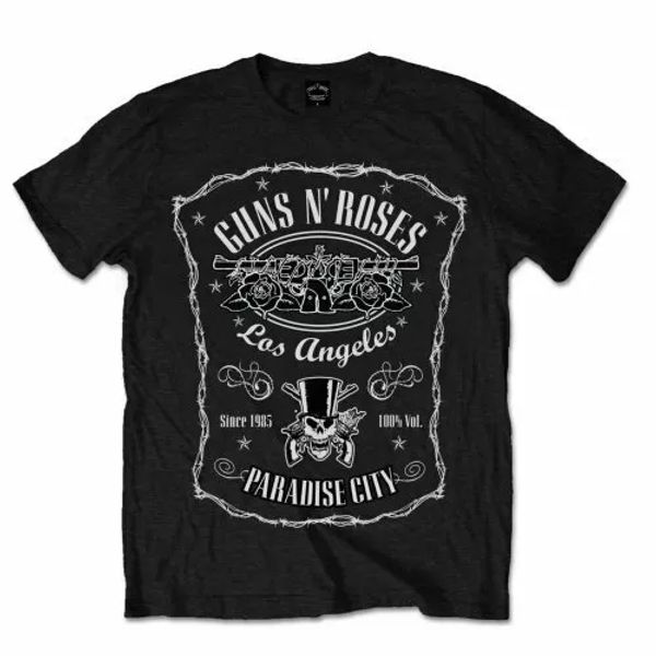official guns n roses t shirt paradise city label black mens classic rock tee, White;black
official guns n roses t shirt paradise city label black mens classic rock tee, White;black