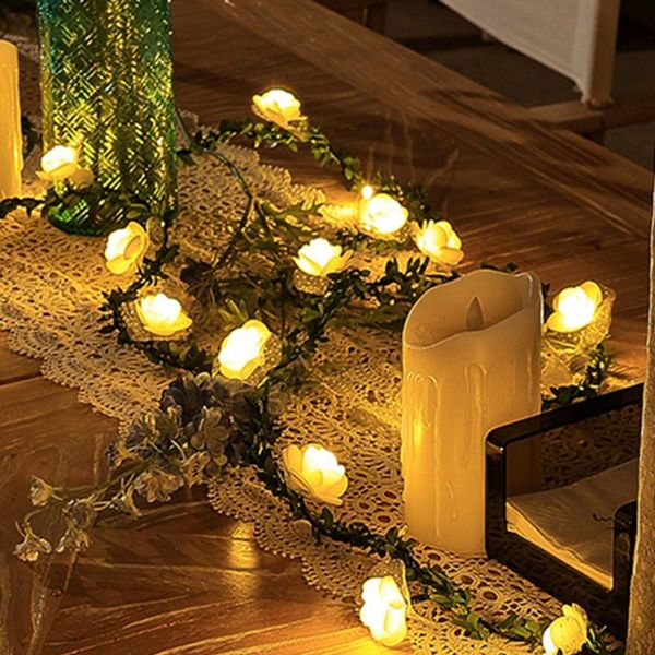 strings simulation green vine rose flower led fairy string lights garland for wedding valentine party decoration
strings simulation green vine rose flower led fairy string lights garland for wedding valentine party decoration