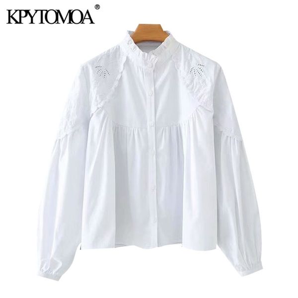 women fashion with ruffle trims embroidery loose blouses lantern sleeve button-up female shirts chic 210420, White
women fashion with ruffle trims embroidery loose blouses lantern sleeve button-up female shirts chic 210420, White