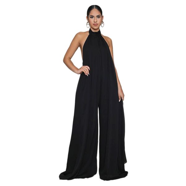 new lady summer sleeveless halter casual elegant chiffon one piece jumpsuit backless wide leg loose jumpsuit monos de mujer 210414, Black;white
new lady summer sleeveless halter casual elegant chiffon one piece jumpsuit backless wide leg loose jumpsuit monos de mujer 210414, Black;white