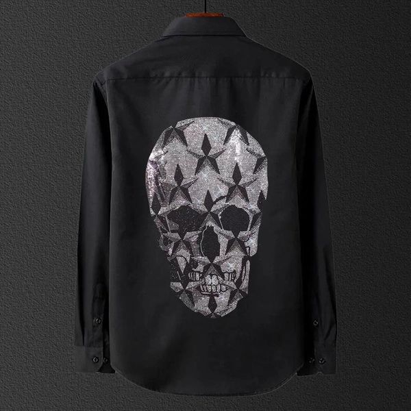 men's casual shirts for men 2021 style autumn button design business long-sleeved rhinestone skull brand white clothes to 4xl, White;black
men's casual shirts for men 2021 style autumn button design business long-sleeved rhinestone skull brand white clothes to 4xl, White;black
