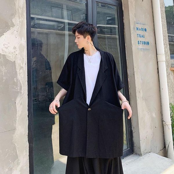 men's windbreaker spring and summer style short sleeves loose medium long casual coat street youth large black trench coats, Tan;black
men's windbreaker spring and summer style short sleeves loose medium long casual coat street youth large black trench coats, Tan;black