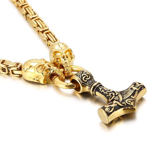 pendant necklaces 3 color skull viking necklace with 6mm royal king chain fashion men male halloween colar, Silver
pendant necklaces 3 color skull viking necklace with 6mm royal king chain fashion men male halloween colar, Silver