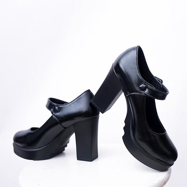 dress shoes 2021 spring autumn casual high-heeled ruslana korshunova thick heels platform pumps waterproof woman l*5, Black