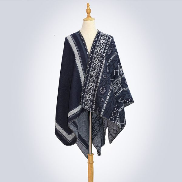national style travel and holiday shawl autumn outside hook flower cape women's korean windproof dual purpose super large winter scarf, Blue;gray
national style travel and holiday shawl autumn outside hook flower cape women's korean windproof dual purpose super large winter scarf, Blue;gray