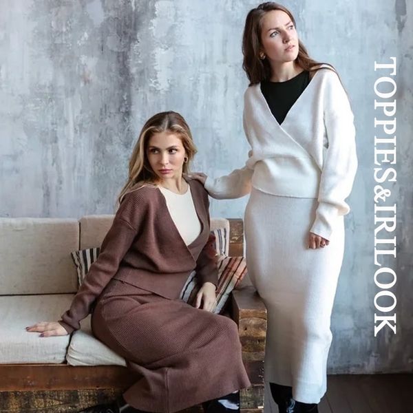 ies autumn winter knitted set women two piece set criss-cross sweater high waist long skirts 210407, White
ies autumn winter knitted set women two piece set criss-cross sweater high waist long skirts 210407, White