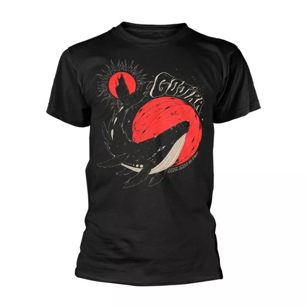 gojira whale sun moon-black official t-shirt men unisex, White;black