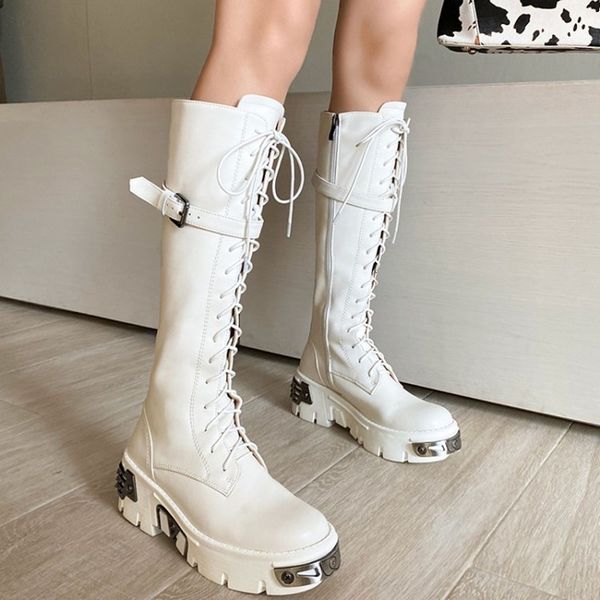 boot bottom brass heel buckles women's fashionable round toe mujer knee high boots shoe leather, Black
boot bottom brass heel buckles women's fashionable round toe mujer knee high boots shoe leather, Black