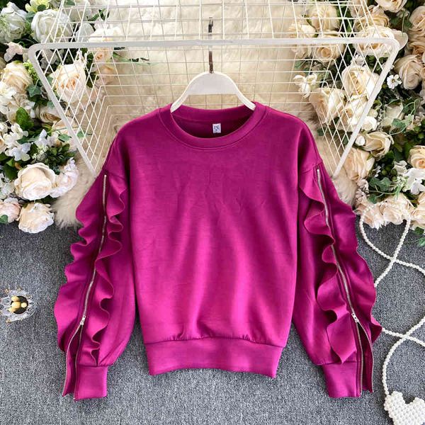women's hoodies & sweatshirts foamlina new chic ruffles zipper long sleeve sweatshirt korean fashion women loose casual streetwear, Black
women's hoodies & sweatshirts foamlina new chic ruffles zipper long sleeve sweatshirt korean fashion women loose casual streetwear, Black