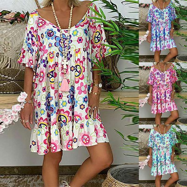 casual dresses summer woman floral print large size loose rufflen beach party es fashion vestidos ladies s-5xl, Black;gray
casual dresses summer woman floral print large size loose rufflen beach party es fashion vestidos ladies s-5xl, Black;gray