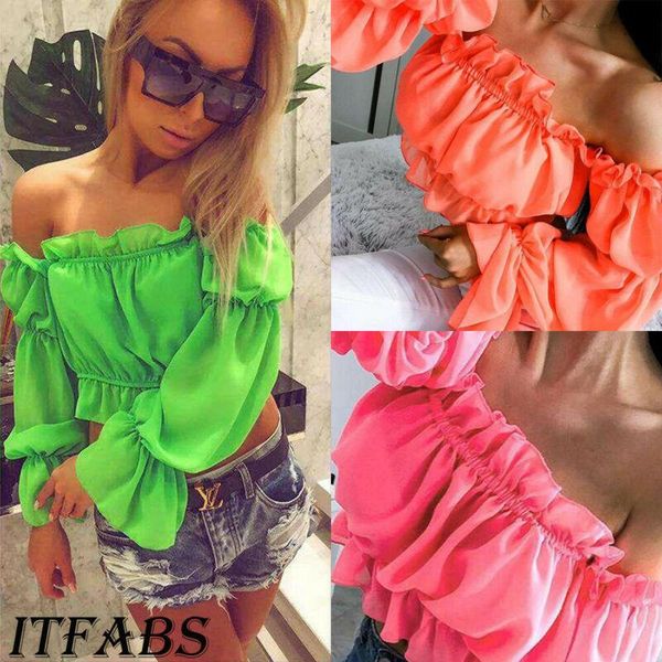 fashion women's chiffon summer long sleeve loose casual off shoulder blouse corp ruffles blouses & shirts, White
fashion women's chiffon summer long sleeve loose casual off shoulder blouse corp ruffles blouses & shirts, White