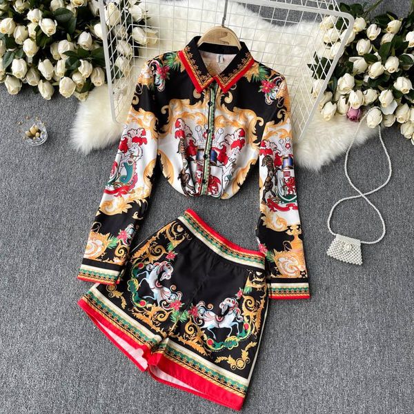 women's tracksuits elegant vintage two pieces clothing set long sleeve single breasted blouse + wide leg shorts 2021 summer autumn suit, Gray
women's tracksuits elegant vintage two pieces clothing set long sleeve single breasted blouse + wide leg shorts 2021 summer autumn suit, Gray
