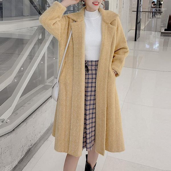 women's wool & blends thick warm cashmere women coat winter long sleeve fur lamb female woolen jackets plus size single breasted ladies, Black
women's wool & blends thick warm cashmere women coat winter long sleeve fur lamb female woolen jackets plus size single breasted ladies, Black
