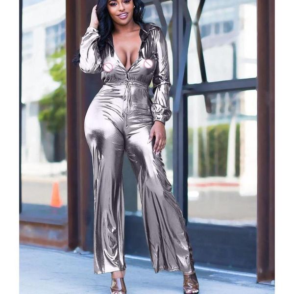 women's jumpsuits & rompers women elegant loose metallic bodycon bandage jumpsuit solid deep v neck ladies streetwear playsuits, Black;white
women's jumpsuits & rompers women elegant loose metallic bodycon bandage jumpsuit solid deep v neck ladies streetwear playsuits, Black;white
