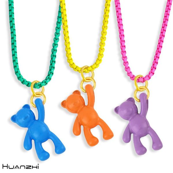 pendant necklaces huanzhi 2021 colorful enamel dripping oil cute bear clavicle necklace for women girls charm party travel jewelry, Silver
pendant necklaces huanzhi 2021 colorful enamel dripping oil cute bear clavicle necklace for women girls charm party travel jewelry, Silver