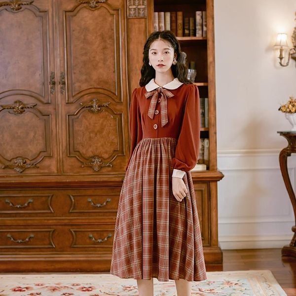 casual dresses retro preppy style dress women 2021 spring doll collar sweet bow long-sleeved british plaid vintage vestido female, Black;gray
casual dresses retro preppy style dress women 2021 spring doll collar sweet bow long-sleeved british plaid vintage vestido female, Black;gray