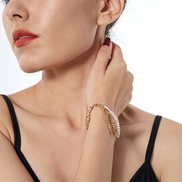 link, chain double pearl bracelet stainless steel baroque wide layer multilayer thick, Black
link, chain double pearl bracelet stainless steel baroque wide layer multilayer thick, Black