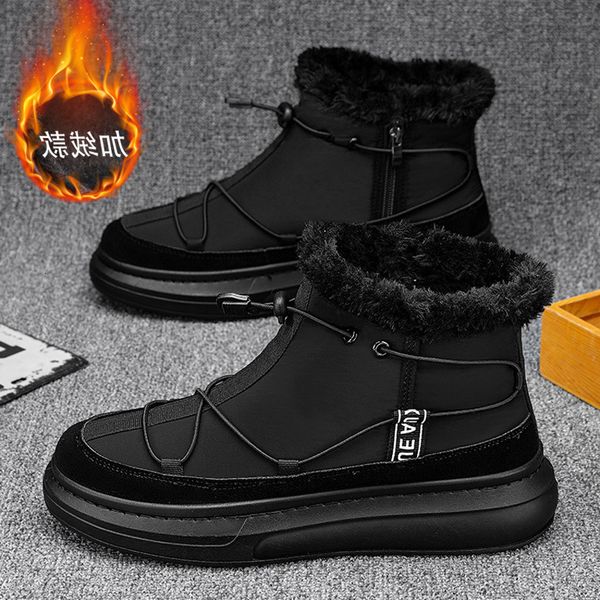 snow boots shoes winter plush warm fur integrated men's large cotton cold proof, waterproof and anti-skid mountaineering, Black
snow boots shoes winter plush warm fur integrated men's large cotton cold proof, waterproof and anti-skid mountaineering, Black