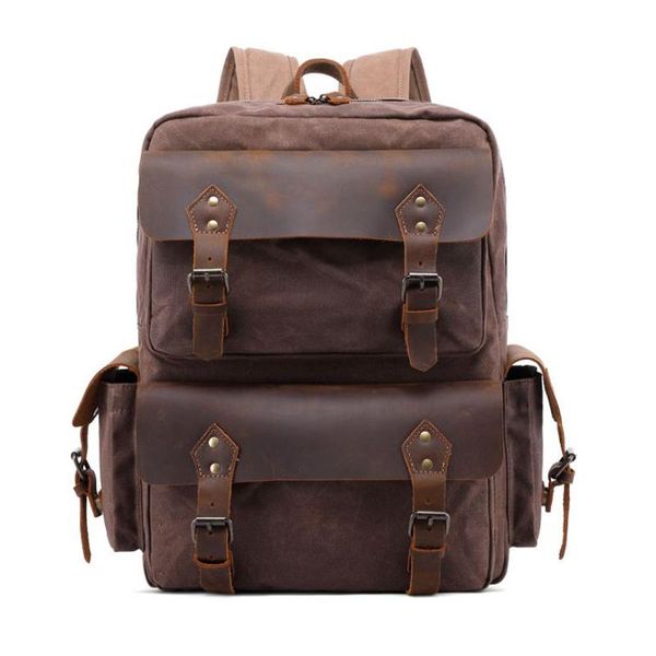 backpack vintage waterproof waxed canvas men's teenage school bag women rucksack genuine leather travel large knapsack
backpack vintage waterproof waxed canvas men's teenage school bag women rucksack genuine leather travel large knapsack