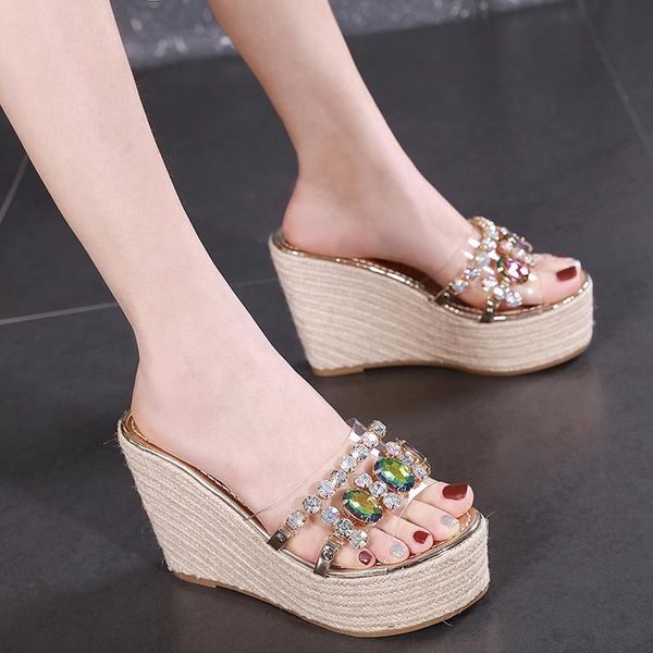 slippers sponge cake platform flip-flop transparent rhinestone twine high-heeled non-slip sandals and, Black
slippers sponge cake platform flip-flop transparent rhinestone twine high-heeled non-slip sandals and, Black