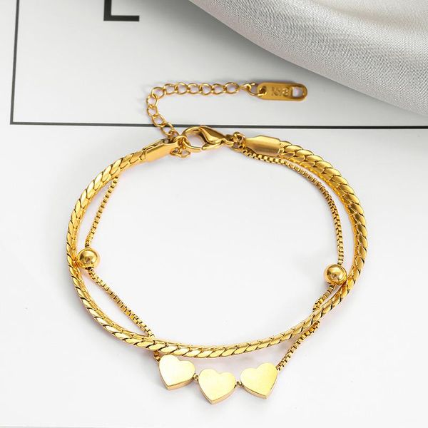 charm bracelets stainless steel double layered love heart bracelet for women gold box chain femme layer beach hand jewelry gift, Golden;silver
charm bracelets stainless steel double layered love heart bracelet for women gold box chain femme layer beach hand jewelry gift, Golden;silver