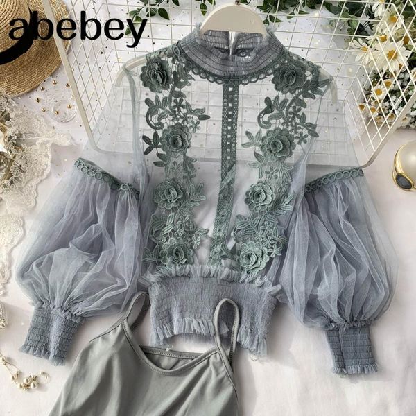 spring women fashion sheer lace blouse lantern sleeve 3d floral blouses shirts elegant blusas femininas, White
spring women fashion sheer lace blouse lantern sleeve 3d floral blouses shirts elegant blusas femininas, White