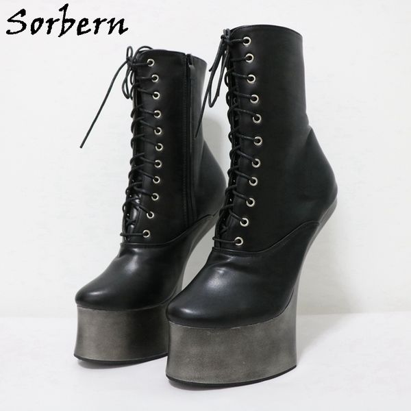 sorbern vintage horse heels boots women ankle high lace up dark green heelless fetish boots for crossdresser drag queen shoe, Black
sorbern vintage horse heels boots women ankle high lace up dark green heelless fetish boots for crossdresser drag queen shoe, Black
