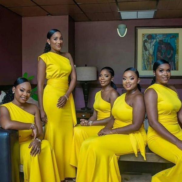 gold yellow mermaid bridesmaid dresses with sash one shoulder women long wedding party maid of honor dress, White;pink
gold yellow mermaid bridesmaid dresses with sash one shoulder women long wedding party maid of honor dress, White;pink