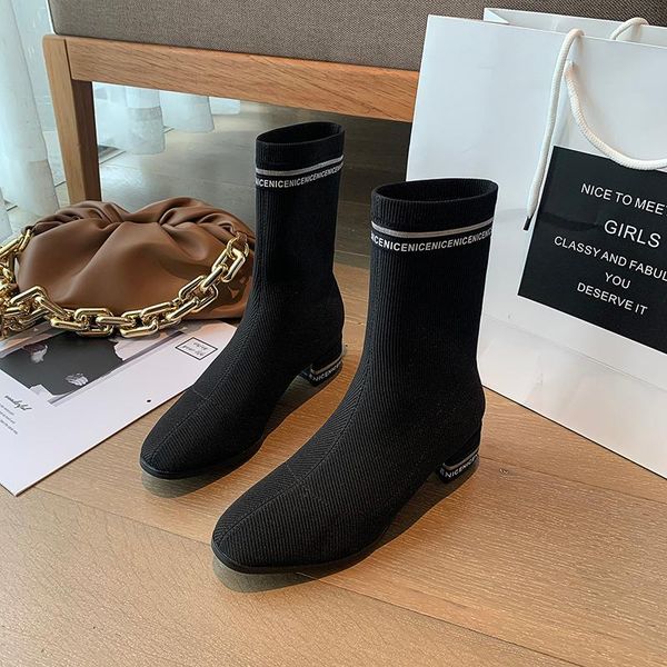 boots stretch socks women shoes mid-calf square heels riband leters breathtable sock shoe motorcycle, Black
boots stretch socks women shoes mid-calf square heels riband leters breathtable sock shoe motorcycle, Black