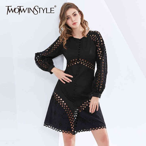 twotwinstyle korean dress for women o neck long sleeve hollow out high waist designer a line dresses female autumn clothing 210517, Black;gray
twotwinstyle korean dress for women o neck long sleeve hollow out high waist designer a line dresses female autumn clothing 210517, Black;gray