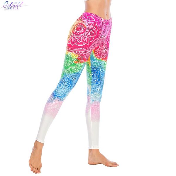 women's leggings chill skill women legging colorful mandala printing fitness fashion slim legins high waist woman pants, Black
women's leggings chill skill women legging colorful mandala printing fitness fashion slim legins high waist woman pants, Black