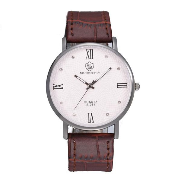 wristwatches men's fashion business belt watch roman scale quartz style, Slivery;brown
wristwatches men's fashion business belt watch roman scale quartz style, Slivery;brown