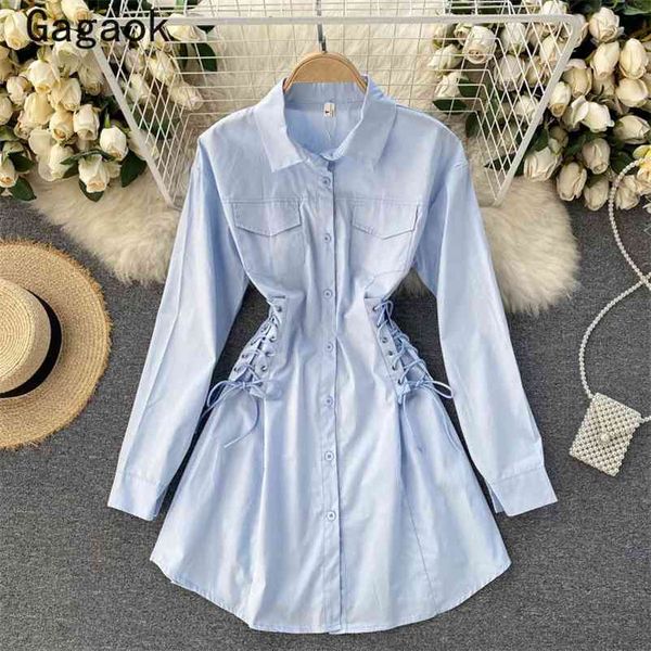 women streetwear dress spring autumn solid lapel banage mini dresses korean harajuku wild fashion vestidos 210531, Black;gray
women streetwear dress spring autumn solid lapel banage mini dresses korean harajuku wild fashion vestidos 210531, Black;gray