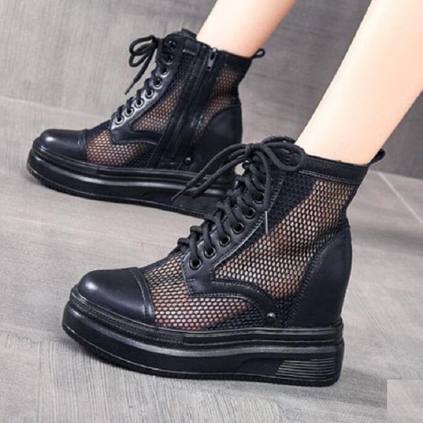summer fashion wedges height increasing platform breathable mesh genuine leather women ankle short equestrian boots 20210414, Black
summer fashion wedges height increasing platform breathable mesh genuine leather women ankle short equestrian boots 20210414, Black