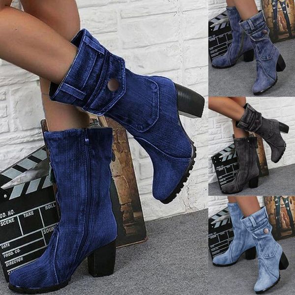 boots blue jeans women's mid-rise rome solid slip-on chunky med heels wild vintage large size ladies shoes, Black
boots blue jeans women's mid-rise rome solid slip-on chunky med heels wild vintage large size ladies shoes, Black