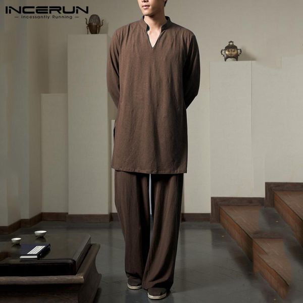 men's tracksuits mens chinese style sets vintage 3/4 sleeve v neck tang suits comfortable men solid color elastic pants s-5xl incerun, Gray
men's tracksuits mens chinese style sets vintage 3/4 sleeve v neck tang suits comfortable men solid color elastic pants s-5xl incerun, Gray