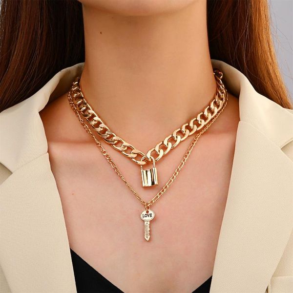 pendant necklaces popacc key necklace double thick chain clavicle retro multilayer sweater couple fashion classic accessories, Silver
pendant necklaces popacc key necklace double thick chain clavicle retro multilayer sweater couple fashion classic accessories, Silver