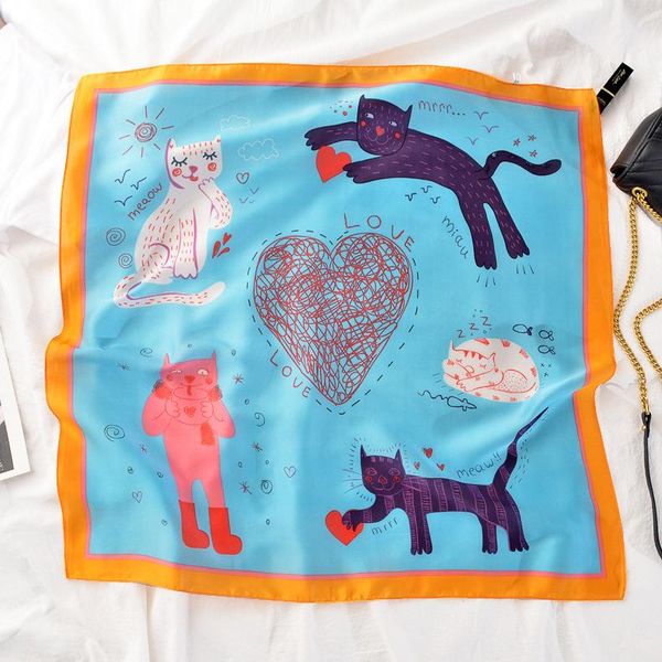 scarves phle small silk scarf cute cat square spring summer autumn simulation decoration, Blue;gray
scarves phle small silk scarf cute cat square spring summer autumn simulation decoration, Blue;gray