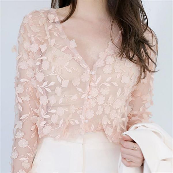 3d flowers petal chiffon perspective women blouses mesh ol v neck long sleeved floral hook hollow short cardigan lace, White
3d flowers petal chiffon perspective women blouses mesh ol v neck long sleeved floral hook hollow short cardigan lace, White