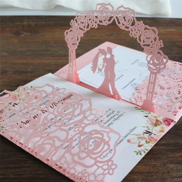 greeting cards up invitation wedding rose couple laser cut pocket pink white customized text printing party decoration supply
greeting cards up invitation wedding rose couple laser cut pocket pink white customized text printing party decoration supply