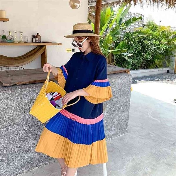pleated hit color summer shirt dress women korean style plus size short sleeve loose casual dresses fashion elegant clothes 2021, Black;gray
pleated hit color summer shirt dress women korean style plus size short sleeve loose casual dresses fashion elegant clothes 2021, Black;gray