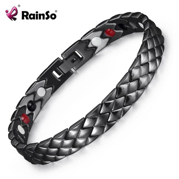 link, chain rainso brand black stainless steel high polishing woman magnetic bracelet health double row & bangle for charm 2021
link, chain rainso brand black stainless steel high polishing woman magnetic bracelet health double row & bangle for charm 2021