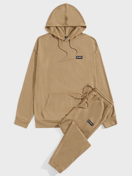 men patch detail drawstring hoodie & sweatpants h3xq#, Gray 
men patch detail drawstring hoodie & sweatpants h3xq#, Gray