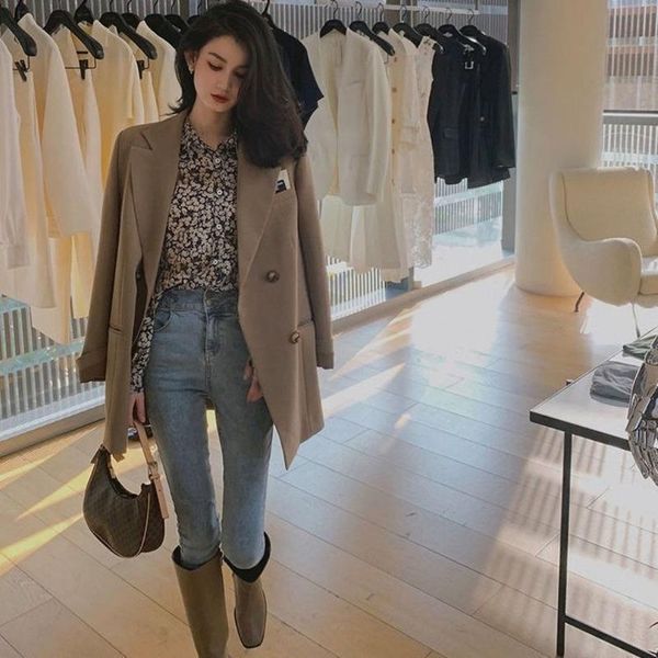 women's suits & blazers suit coat 2021 korean versatile autumn relaxed western style, White;black
women's suits & blazers suit coat 2021 korean versatile autumn relaxed western style, White;black