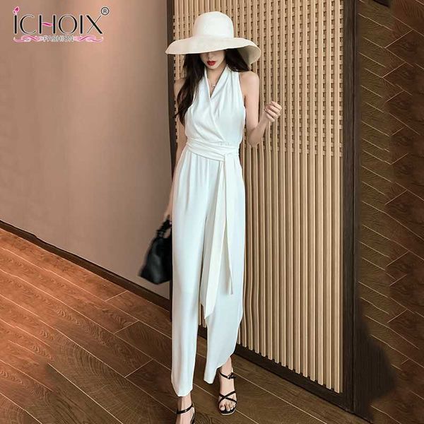 women casual sashes v neck black white jumpsuit romper summer backless overalls for girls loose long playsuit women's jumpsuits & rompe
women casual sashes v neck black white jumpsuit romper summer backless overalls for girls loose long playsuit women's jumpsuits & rompe