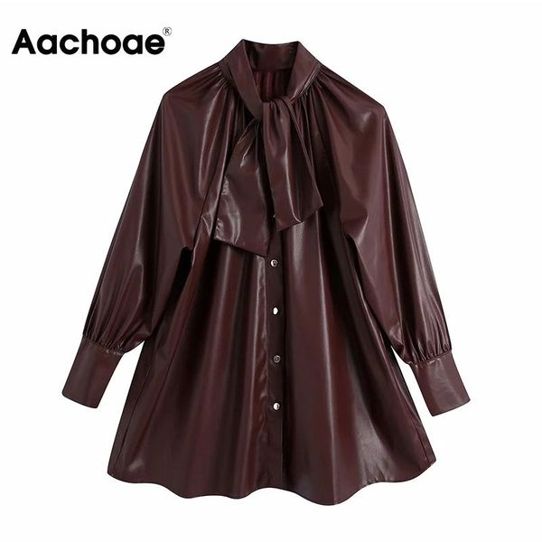 aachoae women fashion pu faux leather blouses 2021 chic bow tie collar solid shirt female long sleeve vintage blusas women's & shirts, White
aachoae women fashion pu faux leather blouses 2021 chic bow tie collar solid shirt female long sleeve vintage blusas women's & shirts, White