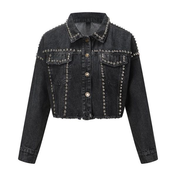 women's jackets rivet black denim jacket women short coat gothic jeans 2021 spring oversize outwear goth punk fashion streetwear coats, Black;brown
women's jackets rivet black denim jacket women short coat gothic jeans 2021 spring oversize outwear goth punk fashion streetwear coats, Black;brown