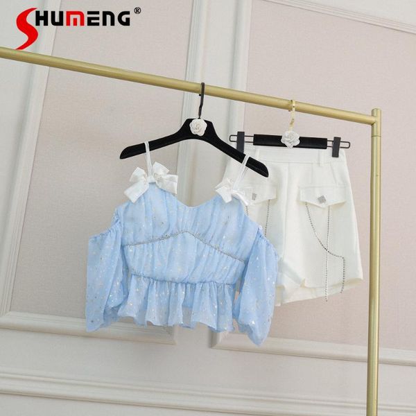 women's tracksuits 2021 summer ladies french style off-the-shoulder strap short sleeve bow slim waist high shorts women two-piece set, Gray
women's tracksuits 2021 summer ladies french style off-the-shoulder strap short sleeve bow slim waist high shorts women two-piece set, Gray