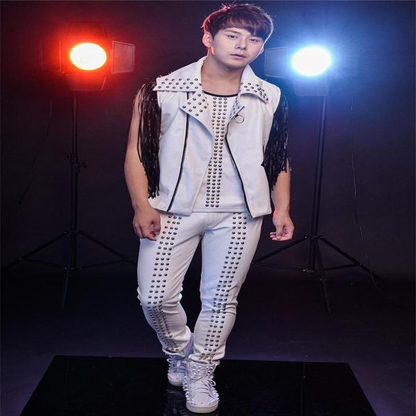 party decoration r57 singer ballroom dance stage costumes wears dj outfits tassel vest men rivet pants white leather clothing disco dresses
party decoration r57 singer ballroom dance stage costumes wears dj outfits tassel vest men rivet pants white leather clothing disco dresses